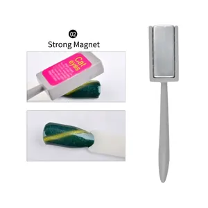 Strong magnetic tool for cat eye nail art with grey handle and rectangular magnet head