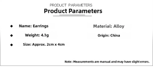 Detailed size chart for alloy tree of life earrings with measurements 2cm by 4cm
