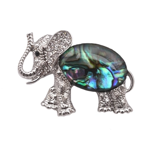 Vintage Animal Abalone Shell Brooches Elephant Cat Hummingbird Lizard Fishbone Shape Alloy Rhinestone Inlaid Pins
