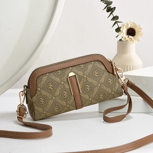 Classic brown Oumifei monogram crossbody bag with golden hardware for women 2025 fashion