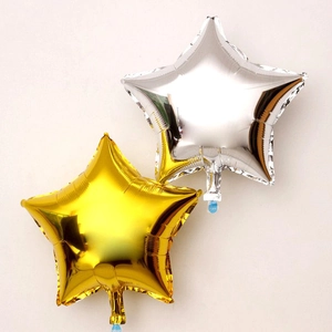 Shiny 10-inch gold and silver star-shaped foil balloons for wedding and party decor