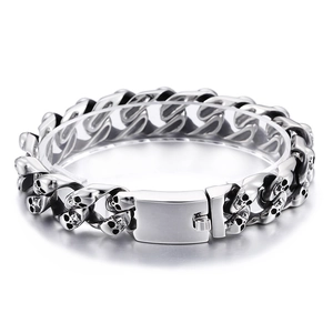 Skull Head Bracelet 316L Stainless Steel Punk Rock Gothic Jewelry For Men Biker Chain