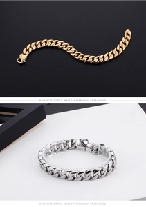 Détail des bracelets gourmettes pour hommes en or et argent avec fermoirs mousqueton