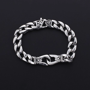 Bracciale da uomo in acciaio inossidabile a maglia cubana con chiusura totem incisa