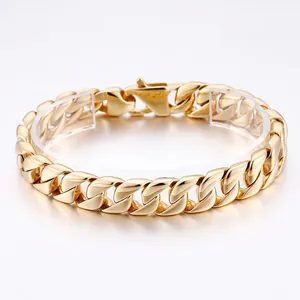 Gourmette Cubaine Pour Hommes Acier Inoxydable 316L Plaqué Or 18K Poli Miroir Bijoux Mode Hip Hop Streetwear