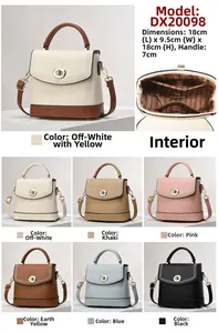 Internal view and dimensions of the leather handbag with pockets and a cross-body strap