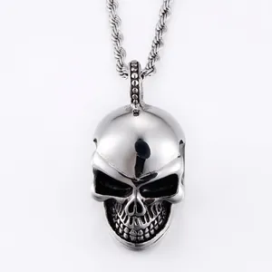 Retro Skull Pendant 316L Stainless Steel Punk Rock Gothic Style Jewelry For Men Vintage Silver Tone Accessory