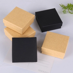 Square vintage kraft paper jewelry gift boxes in black and brown for rings and earrings
