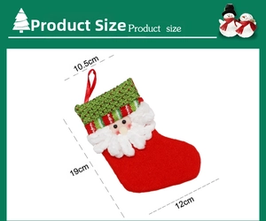 Detailed dimensions of 19cm plush Santa Claus Christmas stocking candy bag ornament