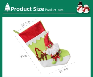 Christmas stocking size guide showing 45cm height and 22.5cm opening width for decor