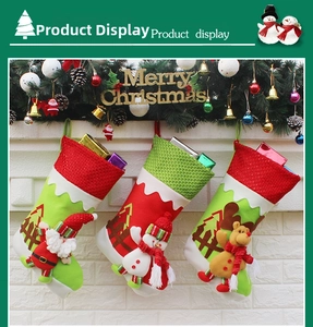 Detailed view of Christmas stockings with 3D Santa, Snowman and Reindeer characters