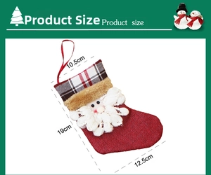 Detailed size chart for the red Santa Christmas stocking showing dimensions 19cm by 12.5cm
