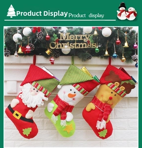 Three Christmas stockings featuring Santa, Snowman and Reindeer on a white mantel decor