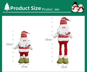 Size chart showing height 33cm and 45cm for retractable Christmas Santa plush dolls