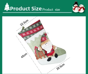 Detailed size chart for Christmas stocking showing dimensions 45cm height and 22.5cm width