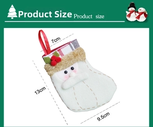 Tableau des tailles pour chaussette de Noël Père Noël montrant 13cm de hauteur et 7cm