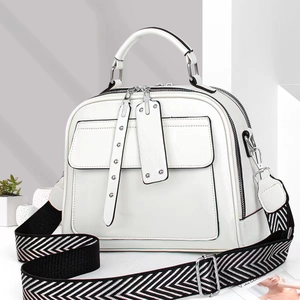 Dames Mode PU Leer Schoudertas Met Brede Geweven Riem Casual Crossbody Tas Vierkante Handtas Dubbele Rits Voor Dagelijks Gebruik Reizen