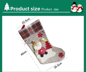 Detailed size chart showing 46cm height and 26.5cm length of the large Christmas stocking