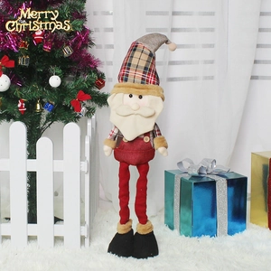 Standing Santa Claus plush doll with long legs for Christmas home tabletop decoration