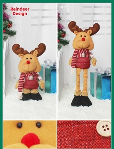 Detail view of telescopic reindeer plush toy showing soft fabric and extendable legs