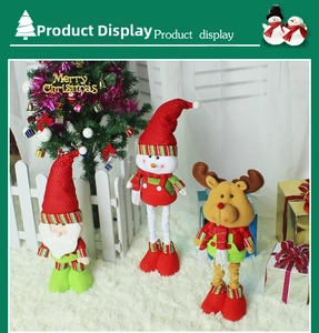 Detailed view of telescopic Christmas plush toys including Santa, Snowman and Reindeer