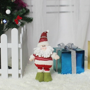 Standing Santa Claus plush doll with telescopic legs for festive Christmas home decoration