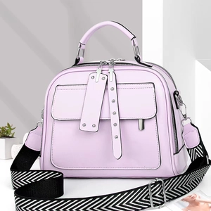 Licht lila crossbodytas voor dames met geweven riem en glad PU-leer