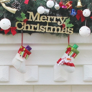 Mini Christmas Stocking Hanging Ornaments Santa Claus And Snowman Felt Knit Non Woven Fabric Small Gift Bag Holiday Decor