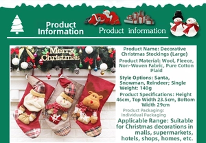 Spécifications de taille pour grandes chaussettes de Noël avec Père Noël et Bonhomme