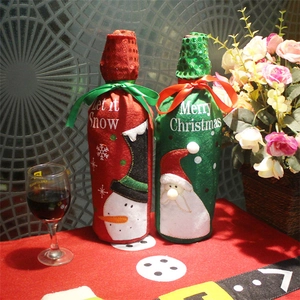 Christmas Wine Bottle Cover Embroidery Santa Snowman Sequin Felt Gift Bag Festive Dining Decor Merry Christmas Let It Snow