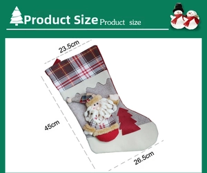 Detail showing high-end Christmas stocking dimensions 45cm tall with Santa Claus figure