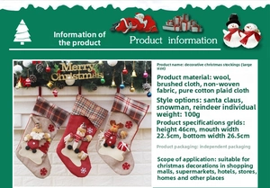 Detailed view of 3pcs 46cm Christmas stockings featuring Santa, Snowman and Reindeer patterns