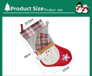 Detailed size chart for Christmas stocking showing dimensions of 46cm height and 23.5cm width