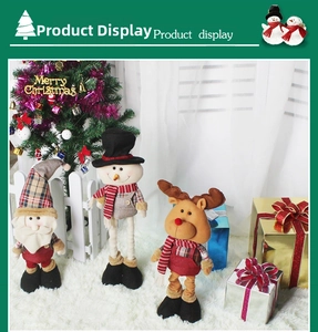Three-piece Christmas standing plush figures featuring Santa, Snowman and Reindeer