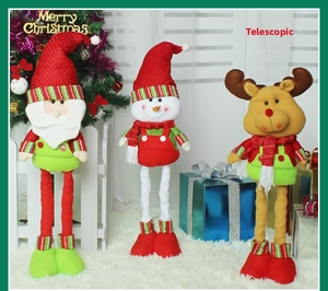 Standing Santa Snowman and Reindeer plush with adjustable telescopic legs for Christmas