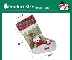 Tableau des tailles détaillé pour la botte de Noël tricotée verte avec Père Noël