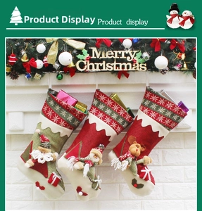 Lot de 3 chaussettes de Noël avec poupées 3D Père Noël, Bonhomme de Neige et Renne décoratifs