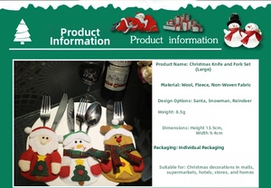Detailed view of Santa, Snowman, and Elk Christmas cutlery holders with fabric texture