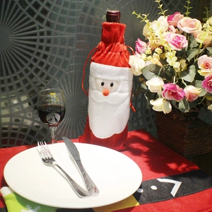 Christmas Wine Bottle Cover Santa Claus Drawstring Gift Bag Non-woven Fabric Holiday Table Party Decor Novelty
