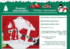 Detailed size specifications for red and white Santa outfit cutlery holders