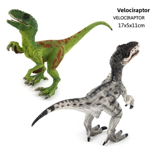 Detailed scale view of realistic Velociraptor dinosaur models with skin texture and dimensions