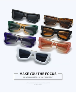 Detailed collection of seven stylish cat eye sunglasses with metal accent and wide frames