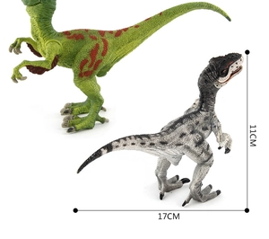 Realistic velociraptor dinosaur models set with 11cm height and 17cm length dimensions