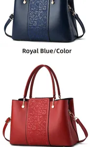 Detailed embroidery of cloud patterns on blue and red crossbody bags for women