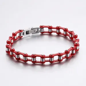 Men Stainless Steel Bicycle Chain Link Bracelet Colorful Mechanical Motorcycle Style Hip Hop Punk Jewelry