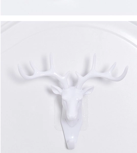 Gancio da parete a testa di cervo bianco, appendiabiti decorativo con adesivo per la casa.