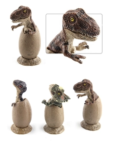 Detailed view of hatching dinosaur eggs with realistic skin texture and stone base