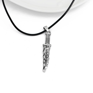 Collana Con Pendente A Pugnale In Lega Vintage Con Corda In Pelle Nera Design A Lama Ondulata Gotica Gioielli Per Uomo Donna