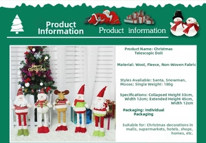 Detail showing telescopic Christmas doll dimensions from 33cm to 45cm height
