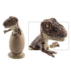 Macro detail of realistic baby dinosaur hatching from egg shell with stone texture base